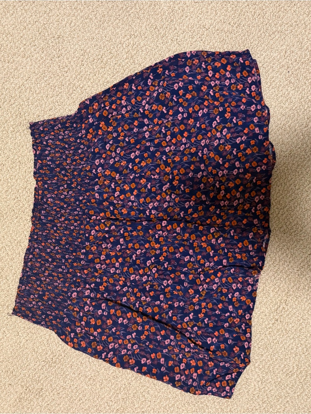 Mossimo Supply Co. Navy Mini Skirt with Pink & Orange Floral Print